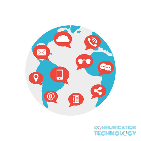 communication technology, connection in the world, isolated on white backgroundのイラスト素材