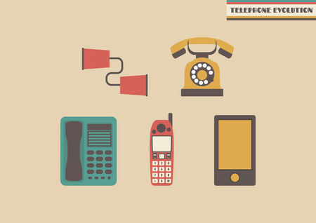 evolution of telephone, former to presentのイラスト素材