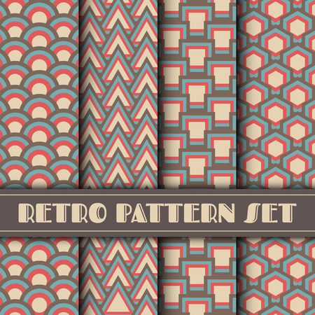 retro pattern set, vintage collectionのイラスト素材