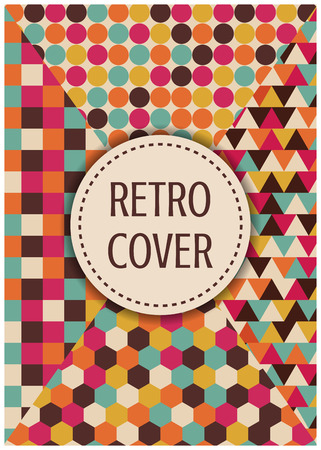 retro multicolor cover, 4 in 1, A4 sizeのイラスト素材