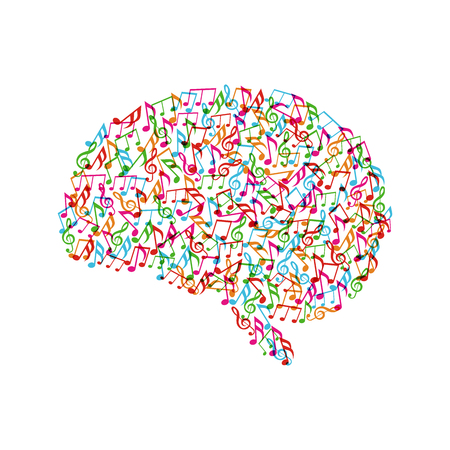colorful melody in brain, isolated on white backgroundのイラスト素材