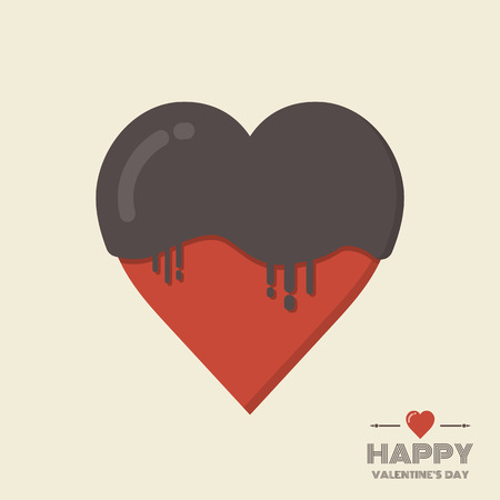 chocolate heart, retro and vintage styleのイラスト素材