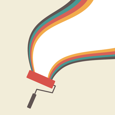 Paint roller with blank space, retro styleのイラスト素材