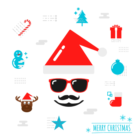 merry christmas background, isolated on white backgroundのイラスト素材