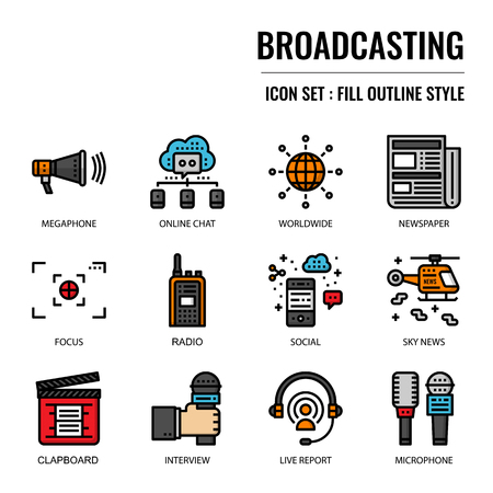 Broadcasting, pixel perfect icon, isolated on white backgroundのイラスト素材