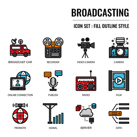 Broadcasting, pixel perfect icon, isolated on white backgroundのイラスト素材