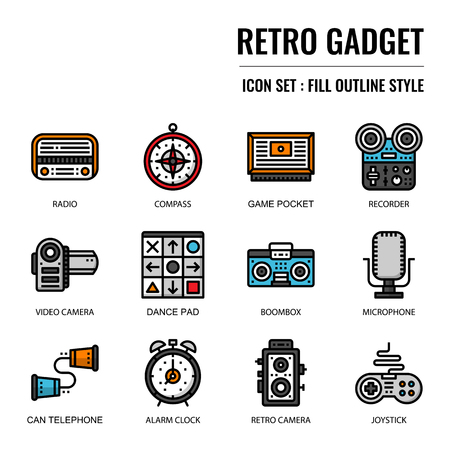 retro gadget, pixel perfect icon, isolated on white backgroundのイラスト素材