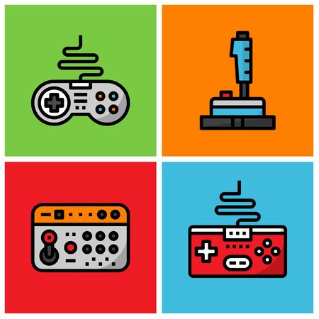 Retro joystick filled outline icon