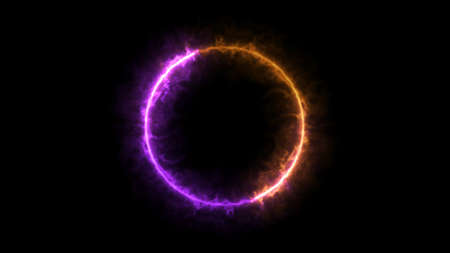 purple and orange ring fire, sphere particleの写真素材