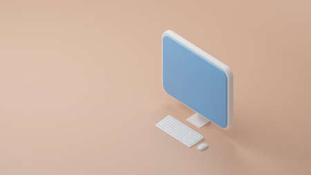 Computer and keyboard, 3D illustration