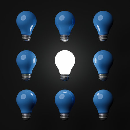 Creativity shiny lightbulb, creative concept, 3d illustrationの写真素材