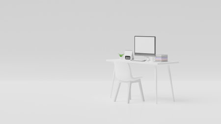 Home office, Coworking space, 3d renderingの写真素材