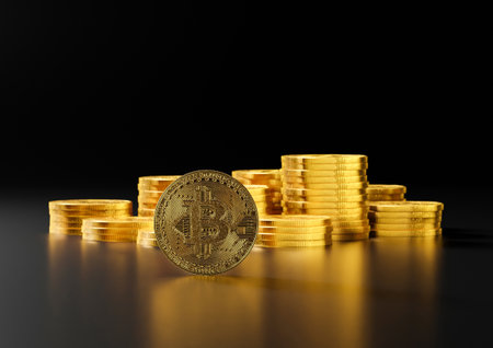 Bitcoin stack, 3d illustrationの写真素材