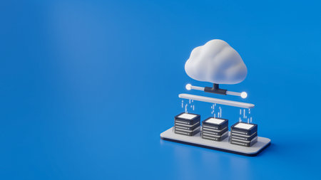 Cloud storage with server, 3d illustration