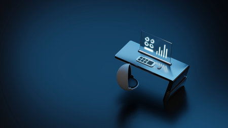 Scifi home office, future technology, 3d illustrationの写真素材