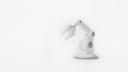 Robot arm, isolated on white background, 3d illustrationの写真素材