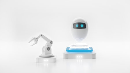 Artificial intelligence with robot arm, 3d illustration