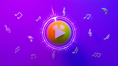 Music player with audio visualizer, for music party, 3d illustrationの写真素材