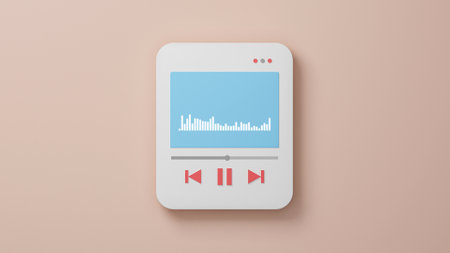 3D Music player with audio visualizer, for music party, 3d illustrationの写真素材