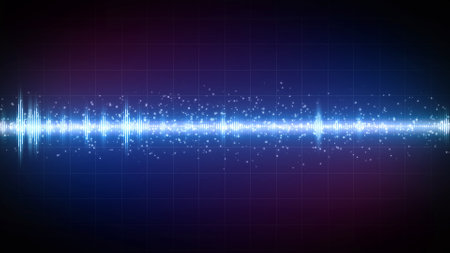 digital audio spectrum with particle effect, for music party, 4k footageの写真素材