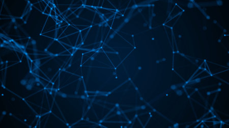 Plexus structure evolving in organic motion, science and engineering motion backgroundの写真素材