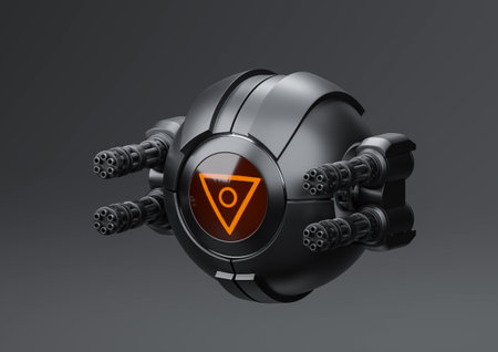 Attack drone with gatling gun, 3d rendered, not an AI generated imageの写真素材