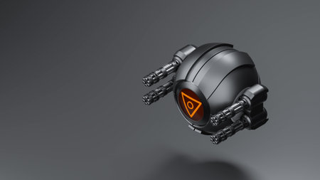 Attack drone with gatling gun, 3d rendered, not an AI generated imageの写真素材