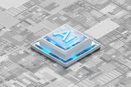 Artificial intelligence, smart microchip, 3D rendered, not ai generatedの写真素材