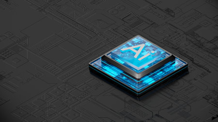 Artificial intelligence, smart microchip, 3D rendered, not ai generatedの写真素材
