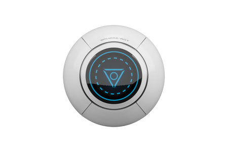 Floating minimal robot, future technology, 3D illustration, not AI generatedの写真素材