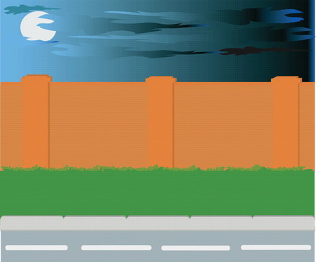  vectorial image of road of fence and green grassのイラスト素材