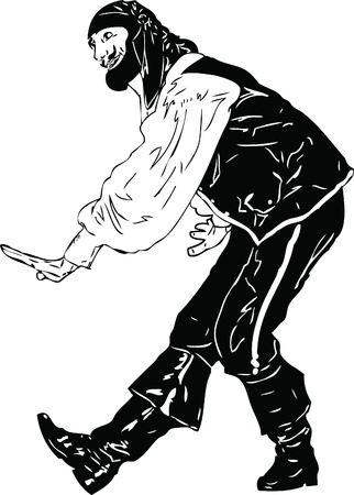 black and white picture actor Men tend to bowのイラスト素材