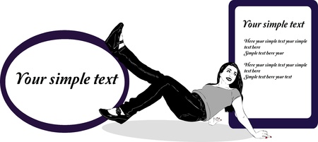 a girl put your foot on the ovalのイラスト素材