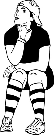 black and white picture boy in gaitersのイラスト素材