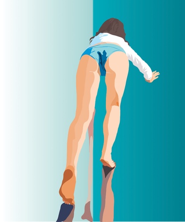 Figure barefoot girl crawling back to topのイラスト素材