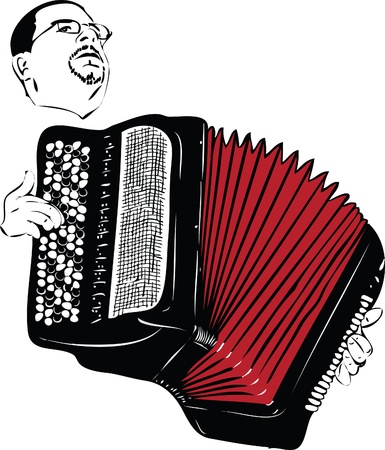 a image male musician playing the accordionのイラスト素材