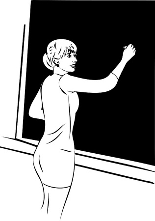 a she wrote in chalk on a blackboardのイラスト素材