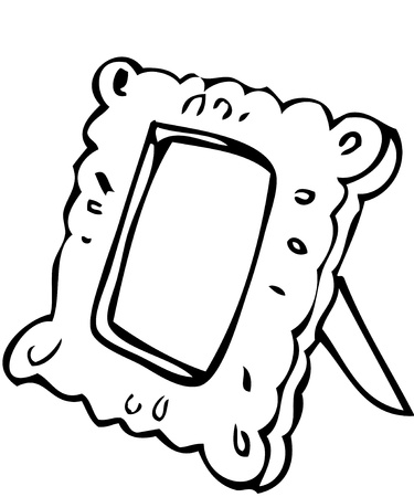 The white image of a small mirror on a supportのイラスト素材