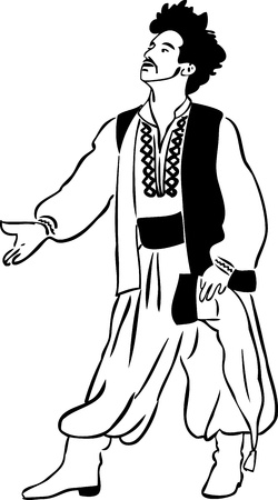 sketch of a man in trousers, shirt and vestのイラスト素材