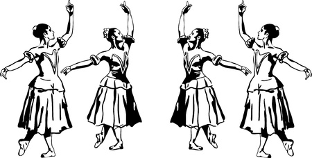 21 sketch of girl's ballerina standing in a pose(1).jpgのイラスト素材