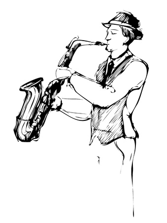 musician with a saxophone sketch arcwiseのイラスト素材