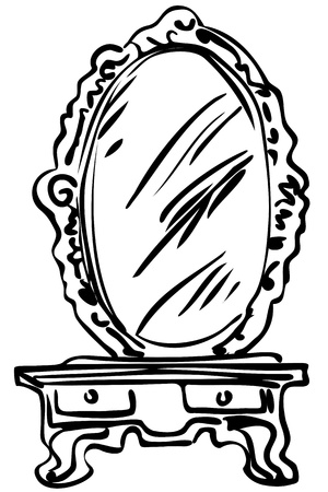 sketch of large mirror on a dressing-tableのイラスト素材
