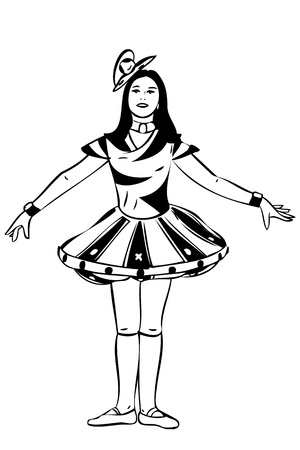 a sketch of beautiful girl is in a doll dressのイラスト素材