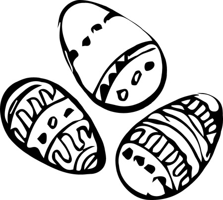 a Preview three painted Easter eggs paintedのイラスト素材