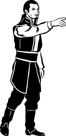 black and white sketch of men in medieval costumesのイラスト素材