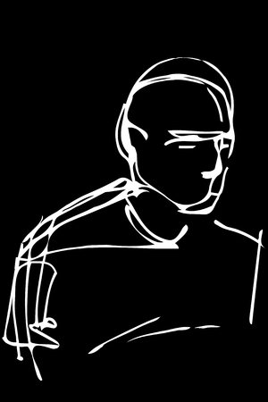 Black and white sketch portrait of an adult maleのイラスト素材