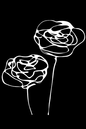 Black and white vector sketch abstract flower.のイラスト素材