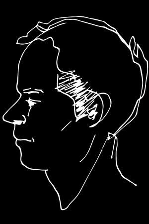 black and white vector sketch of a beautiful man profileのイラスト素材