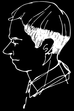Black and white vector sketch of a man profileのイラスト素材