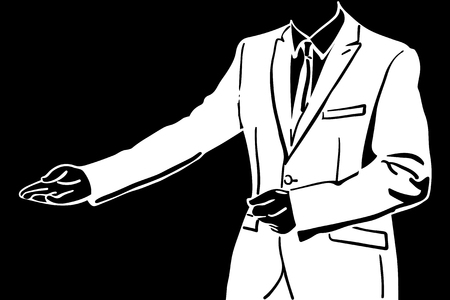 black and white vector sketch of a mannequin of men in a suit invitesのイラスト素材